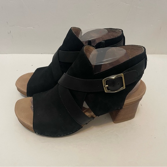 Dansko Arlene Black Nubuck Platform Comfort Sandals Heels Straps 39 US 8.5 - Picture 1 of 11